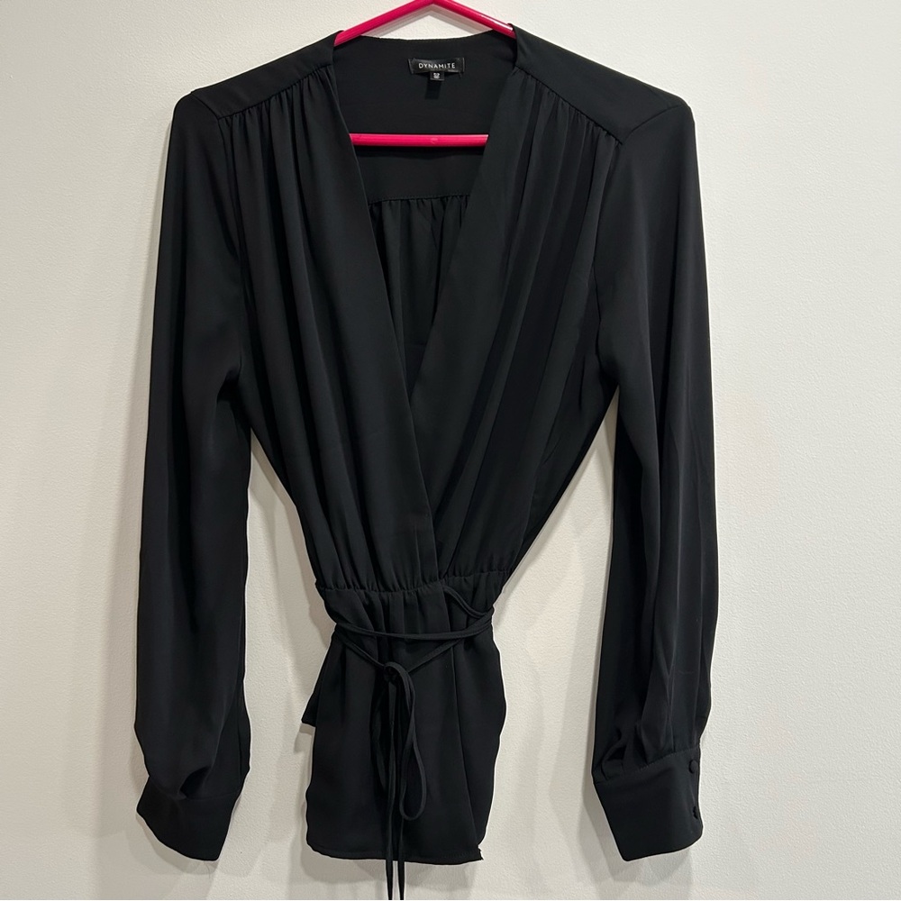 Dynamite Chiffon Wrap Blouse